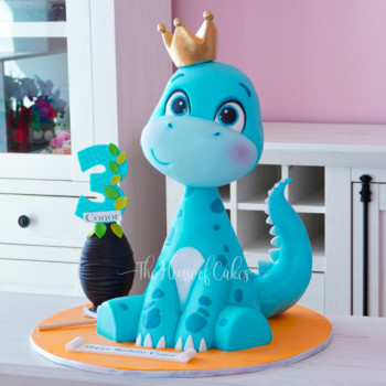 Cute dinosaur thrid birthday cake in dubai