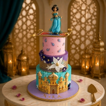 Aladdine and Jasmine castle cake