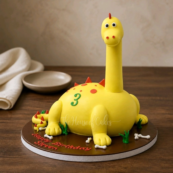 Cute Yellow Dinosaur Cake