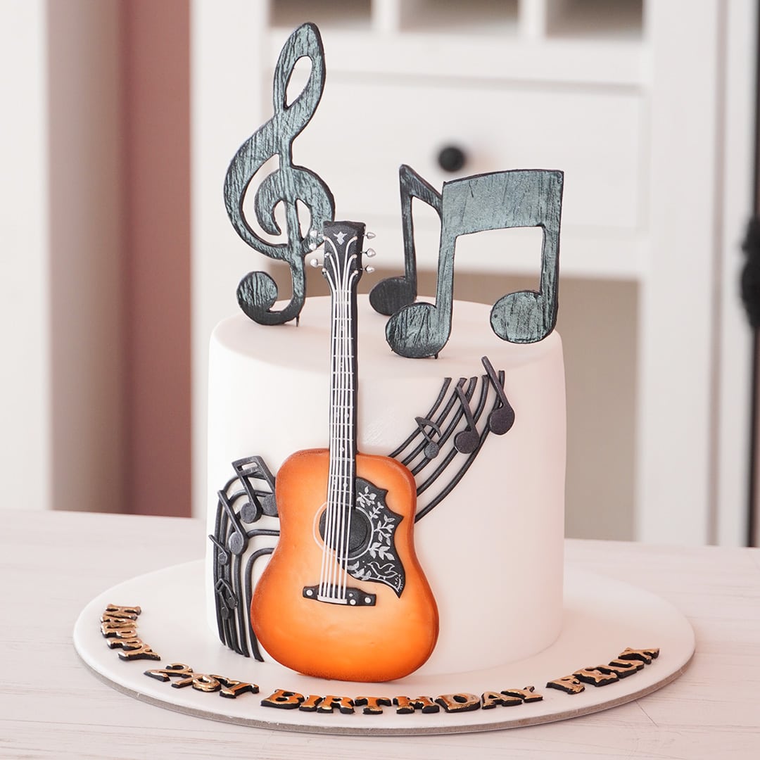 Amazon.com: 24PCS Guitar Cake Toppers Music Note Birthday Cake Toppers 1:12  Guitar Model Decorations For Musician Party Birthday party Rock Theme Party  : Grocery & Gourmet Food