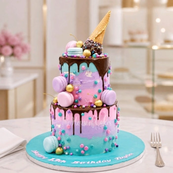 Dripping and ice cream cake