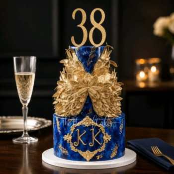 Gold and blue cake