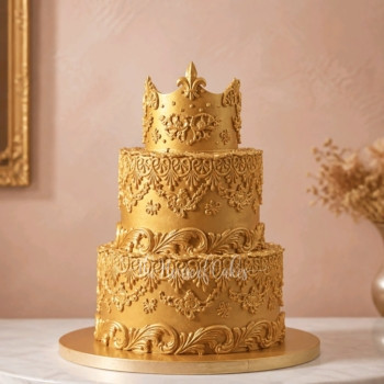 Gold cake with crown 2
