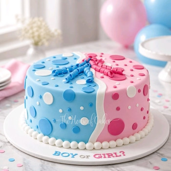 Half pink half blue cake