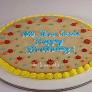 a cookie cake on a plate