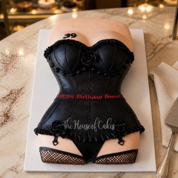Black Corset Cake in Dubai from The House of Cakes Bakery