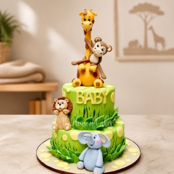 Cute Jungle Animals Cake in Dubai from The House of Cakes Bakery