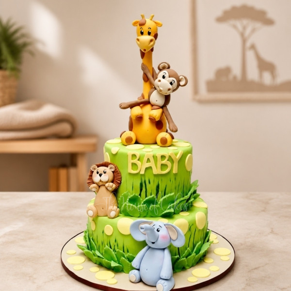 Cute Jungle Animals Cake in Dubai from The House of Cakes Bakery