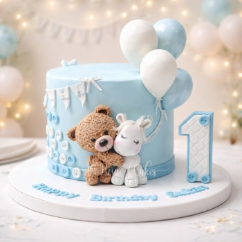 Cute Bear and Unicorn Cake