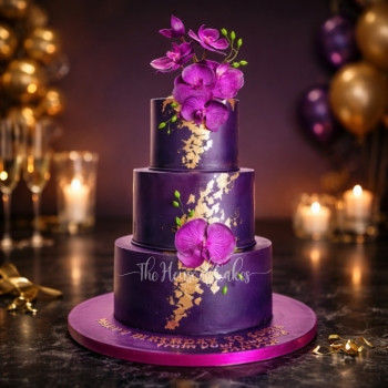 Royal Amethyst Wedding Cake Purple and Gold