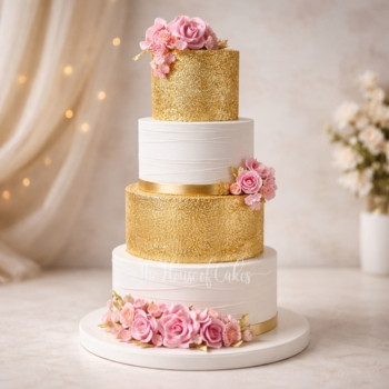 Gold and Pink Cake in Dubai