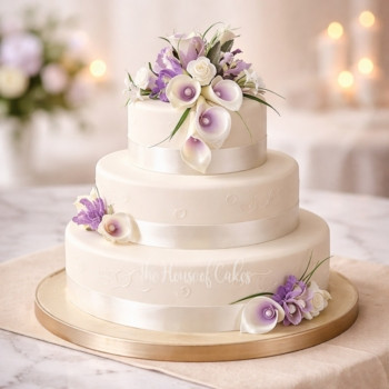 Wedding Cake Lilac Lilies in Dubai from The House of Cakes Bakery