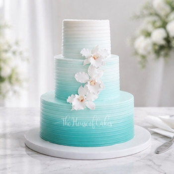 Light Blue Ombre Cream Cake in Dubai