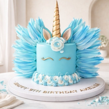 Blue Unicorn Cake with Chocolate Wings