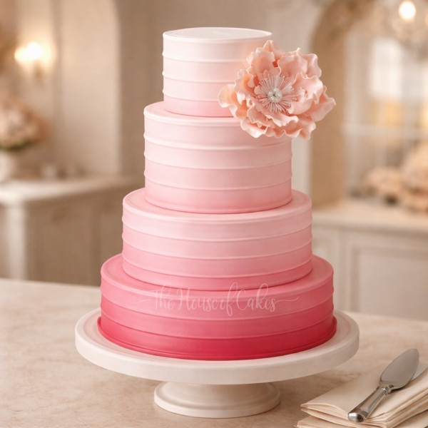 Pink Ombre Cake with Flower in Dubai