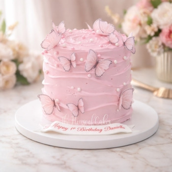 Pink Ombre Butterflies Cake in Dubai