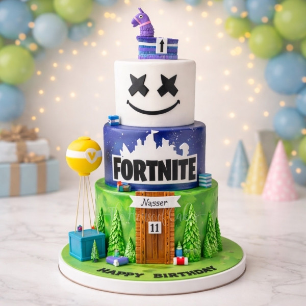 Fortnite and Marshmello Cake