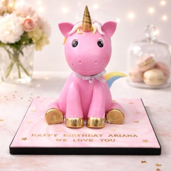 Pink 3D Unicorn Cake in Dubai from The House of Cakes Bakery