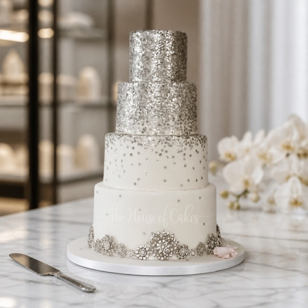 Silver Glitters Cake in Dubai