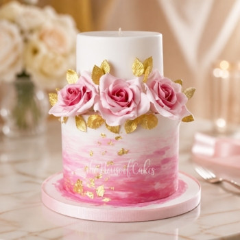 Pretty Pink Gold and White Cake