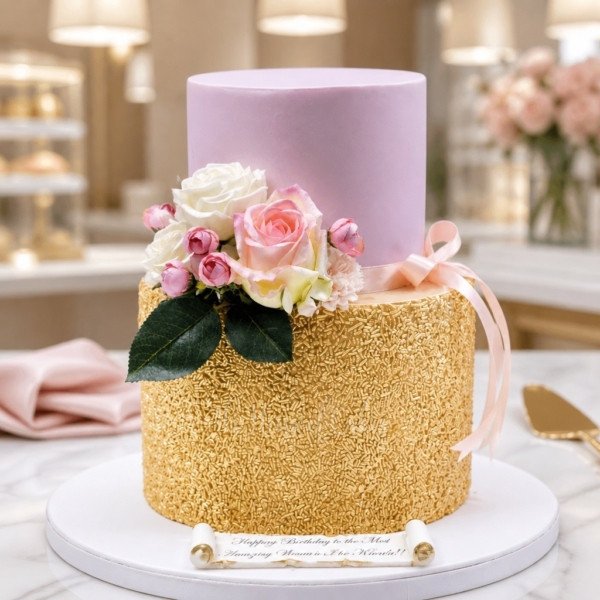 Pink and Gold Cake in Dubai