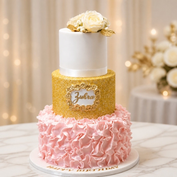 Pink and Gold Cake in Dubai