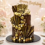 Chocolate Fantasy Cake with Gold and Pink Gold Accents in Dubai from The House of Cakes Bakery