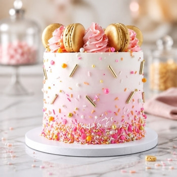 Pretty Gold and Pink Cake