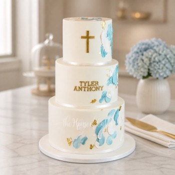 White and Gold Cross Cake in Dubai