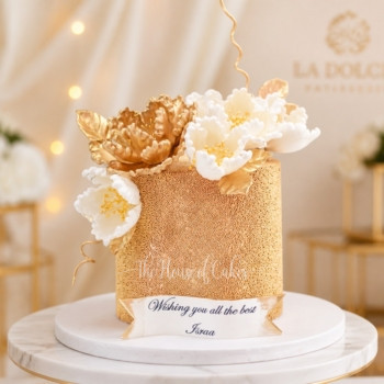 White and Gold Cake in Dubai