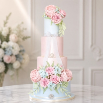 Amazing Flowers Cake in Pink and White from The House of Cakes Bakery.