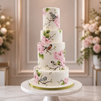 Birds and Flowers Cake