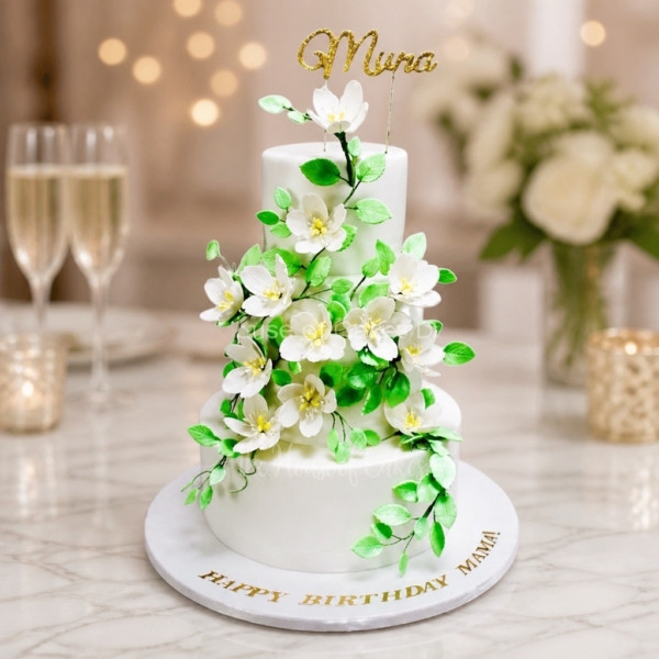 Cake with White Flowers