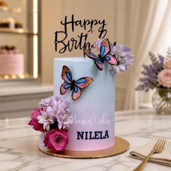 Flowers and Butterflies Cake
