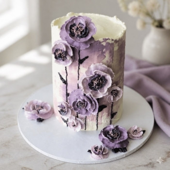 Cake with Purple Flowers