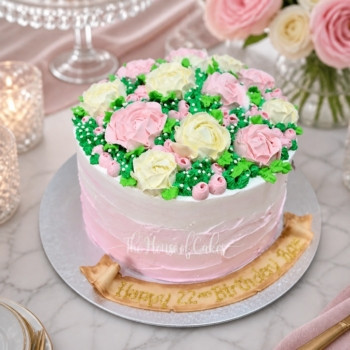 Cake with Cream Flowers from The House of Cakes