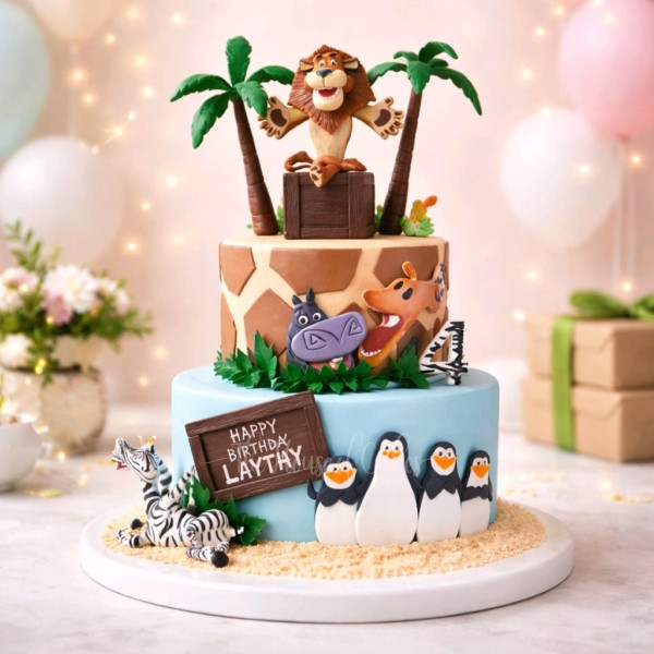 Jungle animals safari theme cake 16