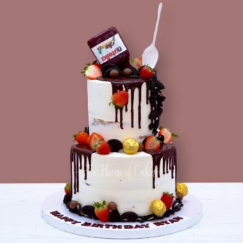 Naked cake with Nutella jar