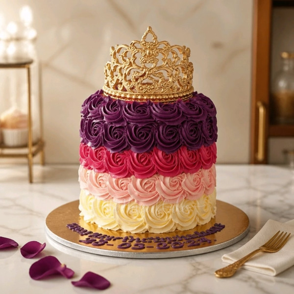 Ombre cake with crown