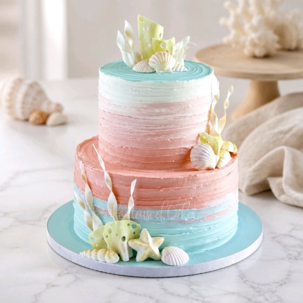 Pink and blue cream cake