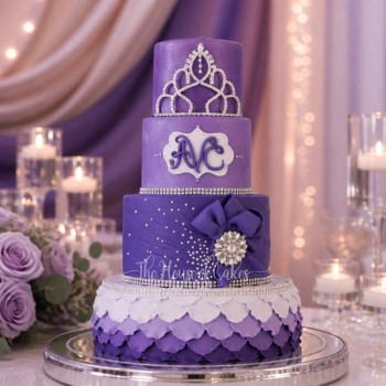 Purple cake with princess crown