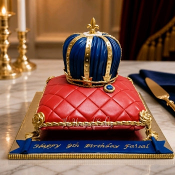Red pillow cake with crown