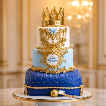 Royal blue and gold cake