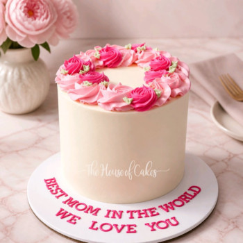 White and pink cream cake