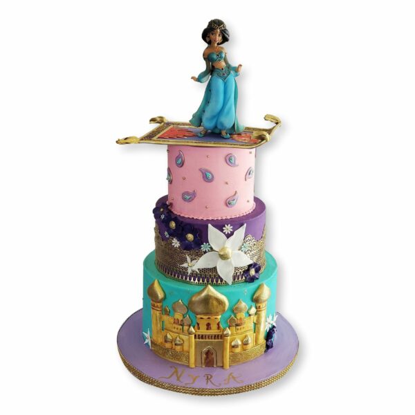 Aladdine and Jasmine castle cake