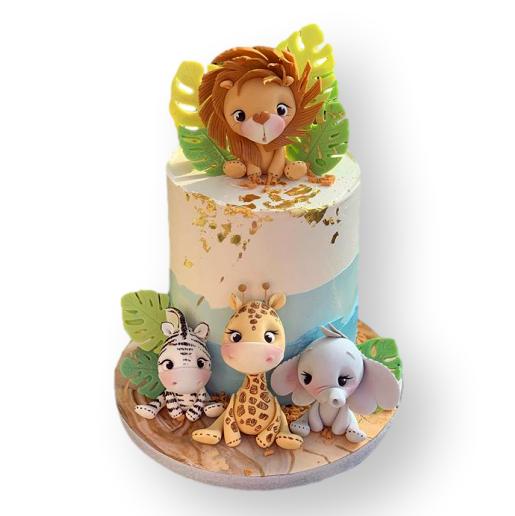 Jungle baby animals cake 2