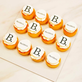 cupcakes with company logo