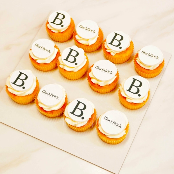 cupcakes with company logo