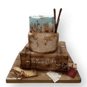 farewell suitcase cake