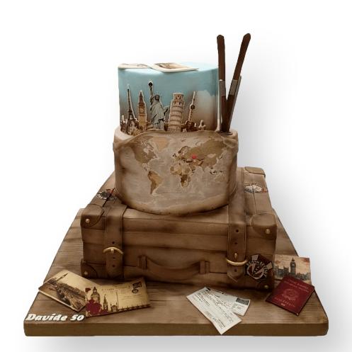 farewell suitcase cake